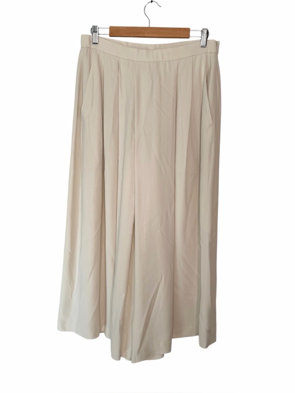 Eileen Fisher Cream Side Zip Silk Wide Leg Skirt Pants Size Small
